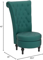 Royal High-Back Velvet Accent Chair for Vanity with Storage and Luxurious Upholstery, Retro Design and Versatile Usage for Living Room, Bedroom, Lounge and Office, Green