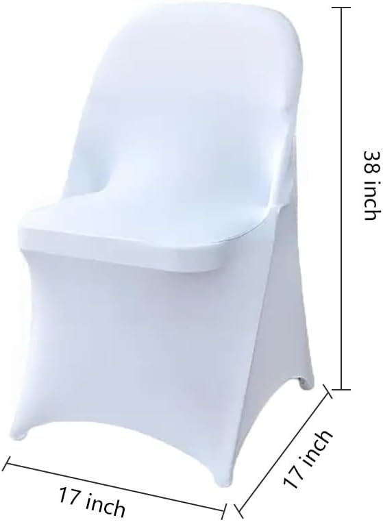 100 Pcs White Folding Chair Cover Washable Removable Universal Fitted Chair Cover Protector for Wedding Party Banquet Holidays Celebration Decoration Chair Covers