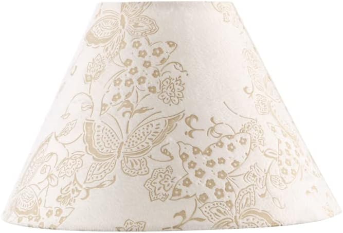 Aspen Creative 58758, Hardback Empire Transitional UNO Lamp Shade, Cream Butterfly Pattern, 4" Top x 10" Bottom x 7" Slant Height, Slip UNO 33mm