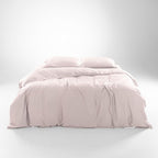 Olive + Crate Tencel Eucalyptus Cooling Duvet Cover Set - Hypoallergenic, Lyocell Tencel Duvet Cover - Soft, Temperature Regulating with Hidden Button Closure & Corner Ties - Queen Size [Barely Pink]
