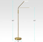 O’Bright Moon - Dimmable LED Floor Lamp, Adjustable Color Temperature for Bedside Reading, Work Light, Art/Crafting Light, Sewing, 360° Flexible Gooseneck, Rotatable Lighting, Antique Brass