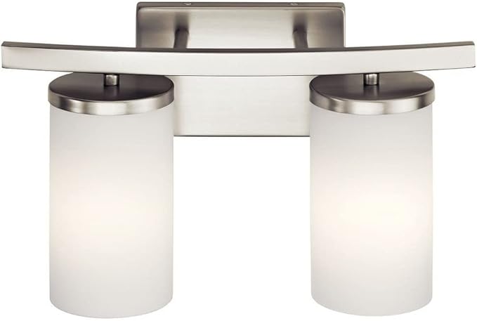 Kichler Crosby 15" 2 Light Vanity Light Satin Etched Cased Opal Olde Bronze®
