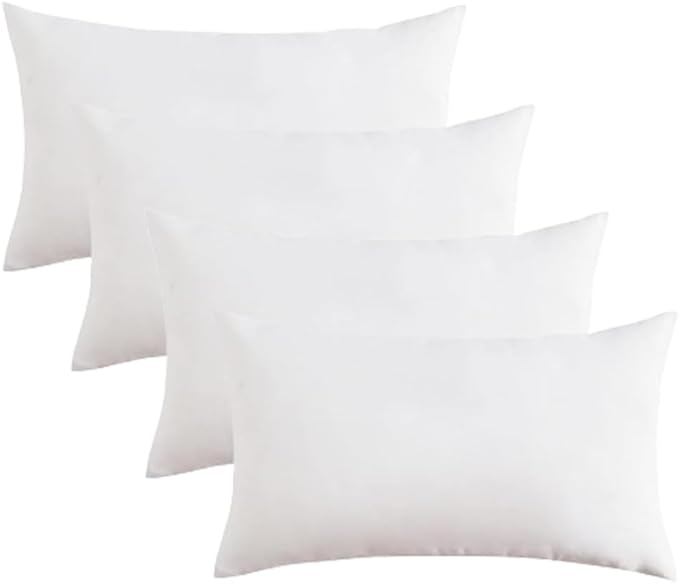 Covers & All Throw Pillow Inserts Only Pack of 4, Durable Soft Rectangle 20 x 26 Inches 65 GSM Non-Woven Fabric with 15D Silicon Fiber Filling, Universal uses for Home Decor Office Indoor Outdoor