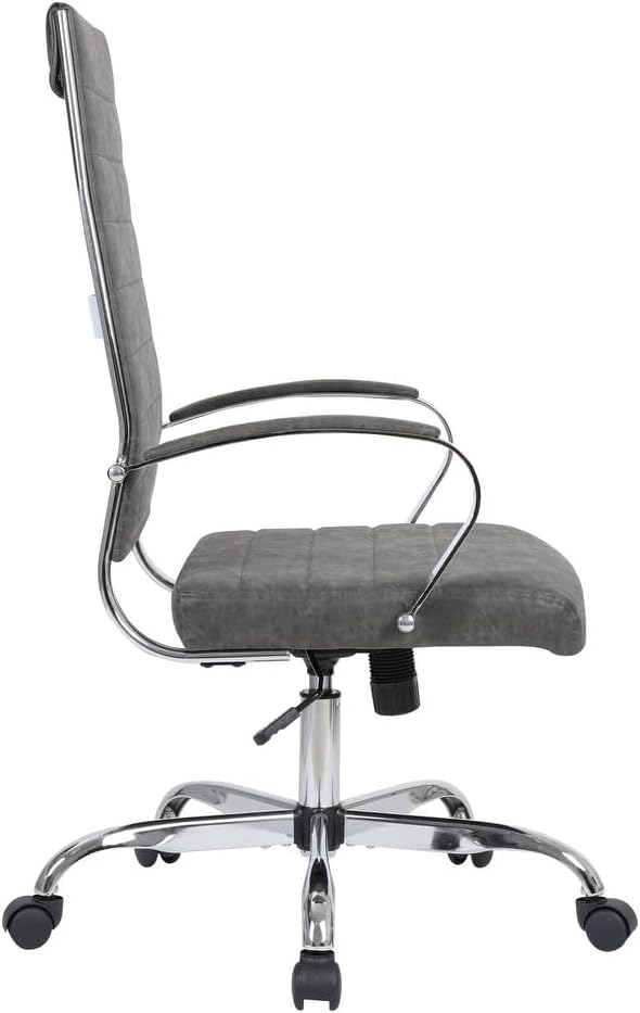 LeisureMod Benmar Modern High Back Leather Office Chair with Adjustable Height, Swivel Base, Ergonomic Design for Home Office, Study, or Workspace(Charcoal, Pallet/30pcs.)