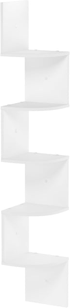 Furinno Rossi 5-Tier Wall Mount Floating Radial Corner Shelf, White