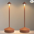 EJQ 2 Pack LED Cordless Table Lamp, Portable 6000mAh Rechargeable Aluminum, Touch Control Outdoor Table Lamp, 3 Color Dimmable Cordless Table Lamps for Restaurant, Patio, Bedroom, Outdoor - Brown