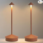 EJQ 2 Pack LED Cordless Table Lamp, Portable 6000mAh Rechargeable Aluminum, Touch Control Outdoor Table Lamp, 3 Color Dimmable Cordless Table Lamps for Restaurant, Patio, Bedroom, Outdoor - Brown