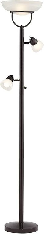 360 Lighting Modern Industrial Torchiere Floor Lamp 3-in-1 Design 70" Tall Tiger Bronze Brown Metal White Glass Dome Shade Decor for Living Room Reading House Bedroom Family Home Office
