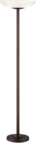 Possini Euro Design Meridian Light Blaster Modern Torchiere Floor Lamp 72" Tall Oiled Rubbed Bronze Frosted Glass Shade CFL Bulbs for Living Room Reading House Bedroom Home Office
