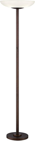 Possini Euro Design Meridian Light Blaster Modern Torchiere Floor Lamp 72" Tall Oiled Rubbed Bronze Frosted Glass Shade CFL Bulbs for Living Room Reading House Bedroom Home Office