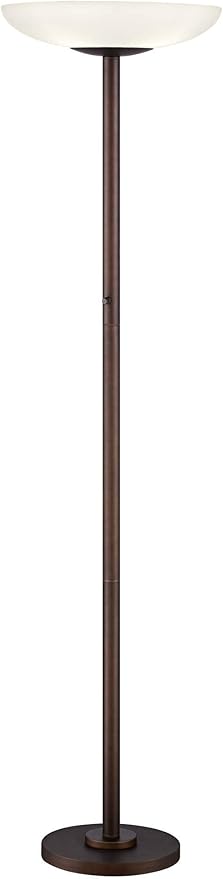 Possini Euro Design Meridian Light Blaster Modern Torchiere Floor Lamp 72" Tall Oiled Rubbed Bronze Frosted Glass Shade CFL Bulbs for Living Room Reading House Bedroom Home Office