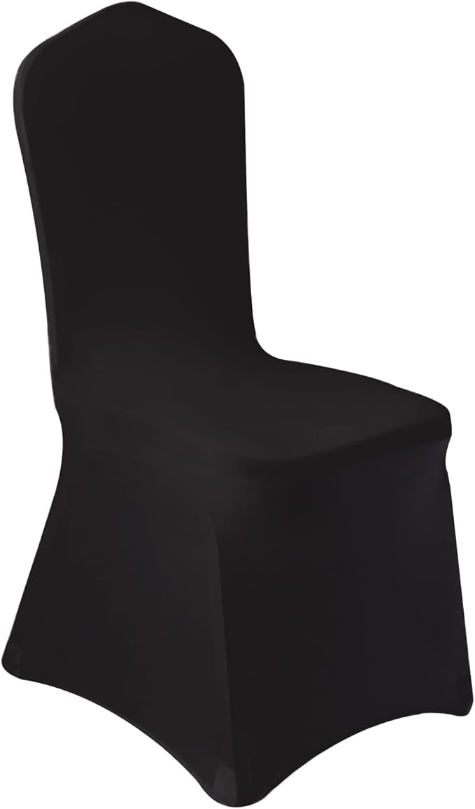 50 Pcs Black Washable Removable Universal for Wedding Party Dining Banquet Polyester Spandex Stretch Slipcovers Chair Covers