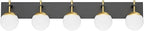 Ralbay Mid Century Modern Vanity Lights - 5-Light Milky Glass Globe Modern Bathroom Vanity Lights Over Long Mirror, Black/Golden Bathroom Wall Light Fixture