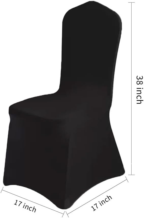 50 Pcs Black Washable Removable Universal for Wedding Party Dining Banquet Polyester Spandex Stretch Slipcovers Chair Covers
