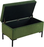 HomePop Upholstered Storage Bench with Metal Leg, 32" W, Blush Green