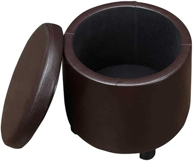 Designs4Comfort Round Accent Storage Ottoman with Reversible Tray Lid
