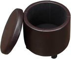 Designs4Comfort Round Accent Storage Ottoman with Reversible Tray Lid