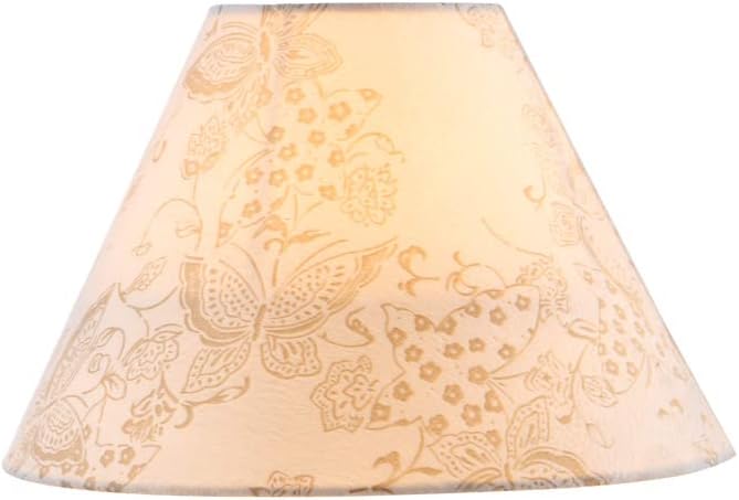 Aspen Creative 58758, Hardback Empire Transitional UNO Lamp Shade, Cream Butterfly Pattern, 4" Top x 10" Bottom x 7" Slant Height, Slip UNO 33mm