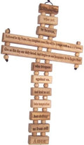 Holy Land Market Lord Prayer Olive Wood Cross from Bethlehem with a Certificate and Lord Prayer Card (9.5 Inches)