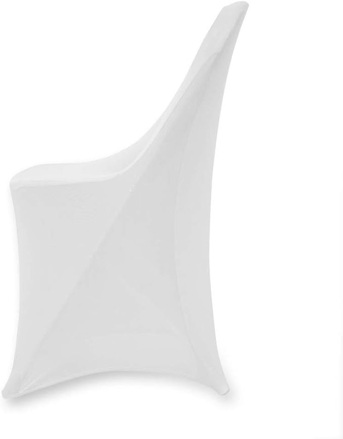 Set of 1/10/50Pcs Hotel Fitted Folding Dining Spandex Stretch Chair Covers - Wedding Reception Banquet Party Restaurant, 17 Colors! (50, White)