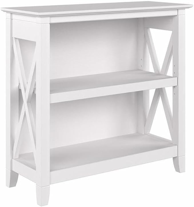 Bush Home Key West Small 2 Shelf Bookcase in Pure White Oak, Compact Home Organizer, Vertical Storage Solution, Bookshelf for Office or Living Room