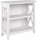 Bush Home Key West Small 2 Shelf Bookcase in Pure White Oak, Compact Home Organizer, Vertical Storage Solution, Bookshelf for Office or Living Room