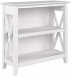 Bush Home Key West Small 2 Shelf Bookcase in Pure White Oak, Compact Home Organizer, Vertical Storage Solution, Bookshelf for Office or Living Room