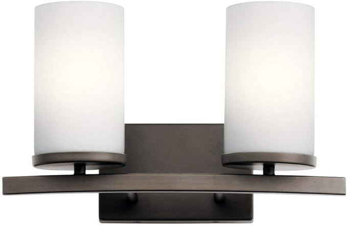 Kichler Crosby 15" 2 Light Vanity Light Satin Etched Cased Opal Olde Bronze®