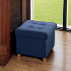 BRIAN & DANY Small Ottoman with Storage, Foot Stool Ottoman Storage Cube, Foot Rest for Couch with Legs, Blue 14.8" x 14.8" x 16"