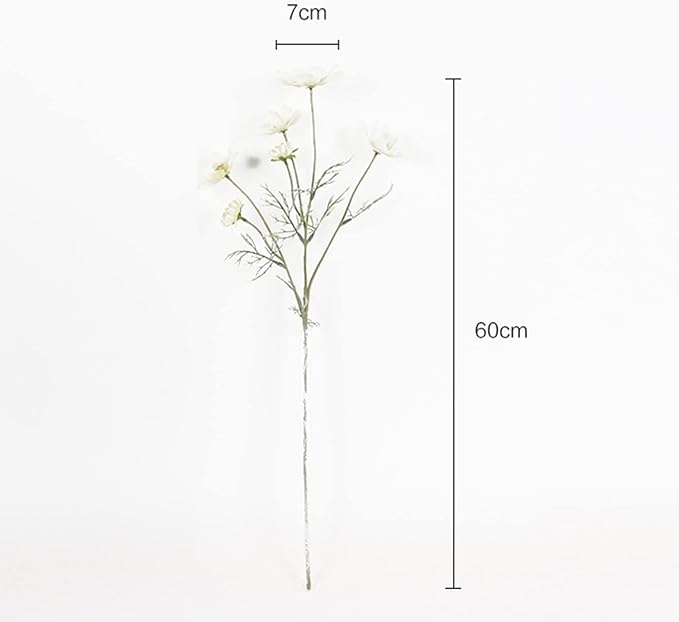 2 Pcs Artificial Fake Flowers Plants Cosmos Silk Flower Arrangements Wedding Bouquets Decorations Plastic Floral Table Centerpieces for Home Kitchen Garden Party Decor Approx 23.6'' High - White