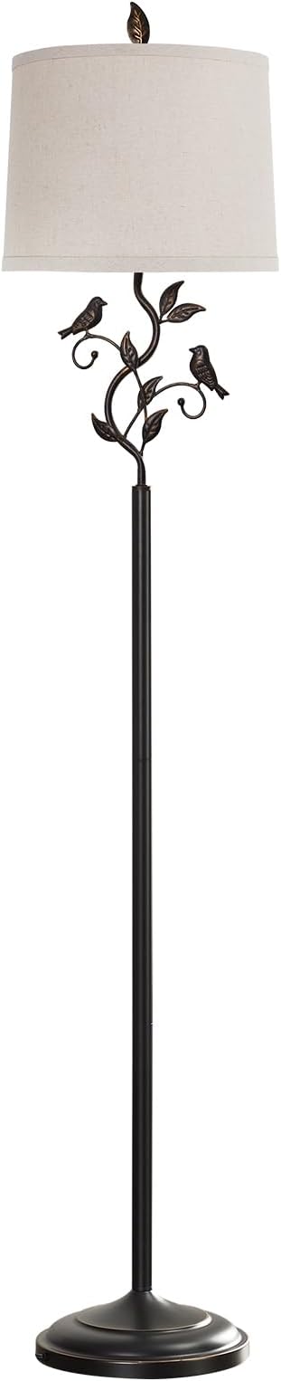 RORIANO 63" Rustic Leaf Floor Lamp for Living Room, Unique Bird Tall Standing Lamp with Rotary Switch, Vintage Floor Lamps for Bedroom Study Room, Bulb Included