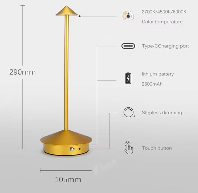 Regalia Rechargeable LED Table Lamp | Cordless Dimmable Touch Control | Waterproof Modern Lighting | USB-C Charging | Bedroom Living Room Nightstand Accent Table Lamp | Brown | 4-Piece Set