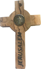 Holy Land Market Catholic Celtic Saint Benedict Olive Wood Crucifix (4 Inches)
