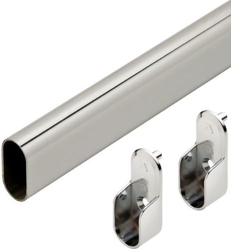 Chrome Oval Closet Rod with End Supports (Chrome, 30" Wide Space)