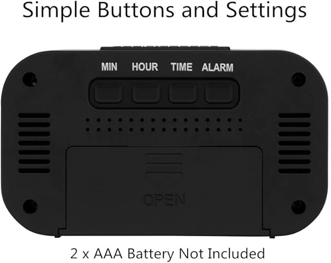 FAMICOZY Small Digital Travel Alarm Clock,Simple Operation,Easy to Read,Ascending Alarm,12/24Hr,Snooze Soft Light for Bedside,AAA Battery Operated,Black