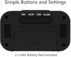 FAMICOZY Small Digital Travel Alarm Clock,Simple Operation,Easy to Read,Ascending Alarm,12/24Hr,Snooze Soft Light for Bedside,AAA Battery Operated,Black