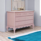 Evolur Aurora 7 Drawer Double Dresser, Dusty Rose