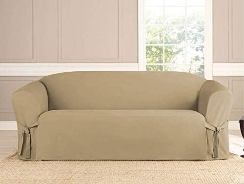 Linen Store Microsuede Furniture Slipcover, Couch Protector Machine Washable Sofa Cover Perfect for Kids, Dogs, Pets (Taupe, Sofa)