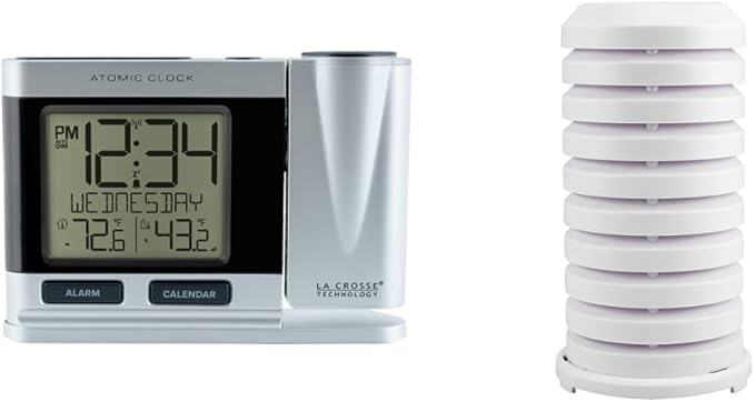 La Crosse Technology Atomic Projection Alarm Clock with Temperature and Sensor Protection Shield