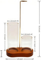 2 in 1 Glass Incense Holder for Sticks, Wooden Base Incense Burner with Metal Brush for Meditation Yoga Spa Office Home Decor Gifts(Brown,Natural Wood Color) (Brown)