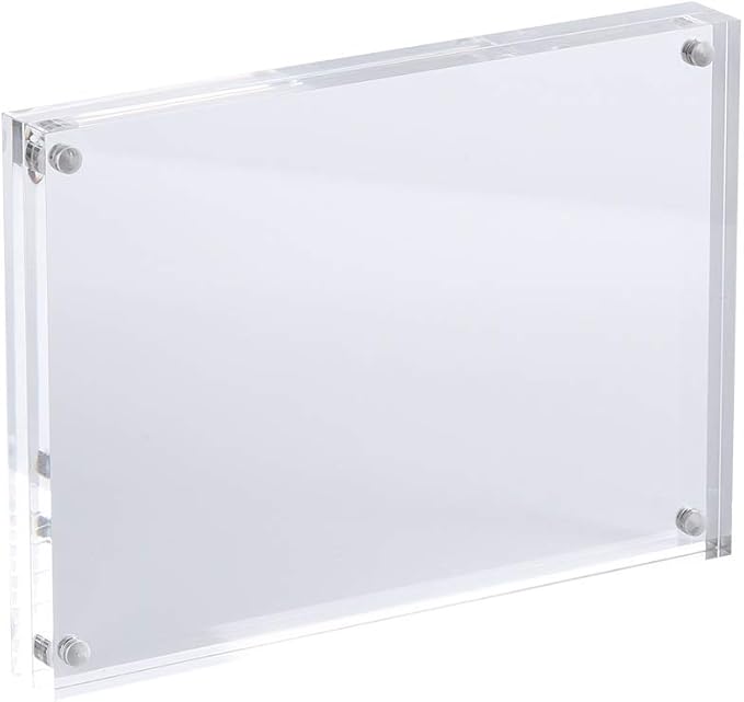 5x7 Acrylic Photo Frame, Magnetic Picture Frames, 10 + 10MM Thickness Stand in Desk Table, Clear (5 Pack)