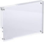 Acrylic Photo Frame 5x7 inches, Free Standing Desktop Double Sided Magnetic Picture Display, 10 + 10MM Thickness Clear Magnet Photo Frame with Microfiber Cloth, Gift Box Package