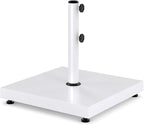 Sundale Outdoor Umbrella Base 42lbs with Stainless Steel Umbrella Tube, Heavy Duty Square Metal Built-in Cement Umbrella Stand, White
