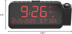 Projection Alarm Clock for Bedroom Ceiling, Digital Clock Projector with Weekday/Weekend Mode, Date, Temperature, Humidity, Type-C USB Charger, Night Light, Dual Alarms, DST, Dimmer,12/24H