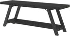 LVB Black Bench, Modern Storage Bench for Bedroom, Wood Metal Entryway Bench for Hallway Dining Living Room, Famrhouse Shoe Rack Indoor Accent Seating Benchs for Foyer Entrance, Black Oak 47 Inch Long