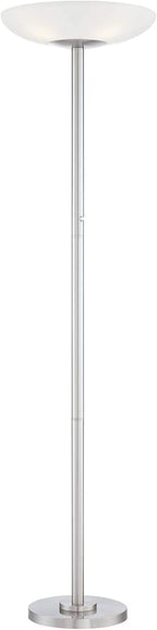 Possini Euro Design Meridian Modern Torchiere Floor Lamp Standing LED 4-Light 72" Tall Brushed Nickel Silver White Frosted Glass Shade Decor for Living Room Reading House Bedroom Office