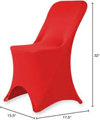 Set of 1/10/50Pcs Hotel Fitted Folding Dining Spandex Stretch Chair Covers - Wedding Reception Banquet Party Restaurant, 17 Colors! (10, Red)