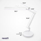 Neatfi LED Desk Lamp, 3,500 Lumens, 3 Light Modes, Dimmable, 45W, 26” Wide Shade, 540 SMD LEDs, Eye-Caring Task Lamp for Reading, Crafting, Workbench, Office (CCT with Base, White)