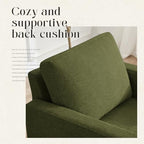 Mid-Century Accent Chair, Comfy Upholstered Reading Accent Chairs for Bedroom, Modern Linen Fabric Armchair for Living Room, Single Sofa Chair with Wood Legs (Green, 2 Pack)