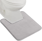 GORILLA GRIP Thick Memory Foam Toilet Rug for Bathroom, Square Shaped Washable, Absorbent Velvet Topside Floor Mats, Machine Wash, Cushioned Luxury Rugs for Bath Room, 22.5 x 19.5 Soft Gray